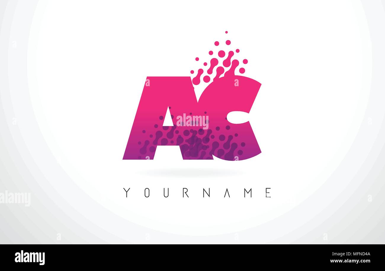 Ac La Lettera C Logo Con Lettere Rosa E Viola E Particelle