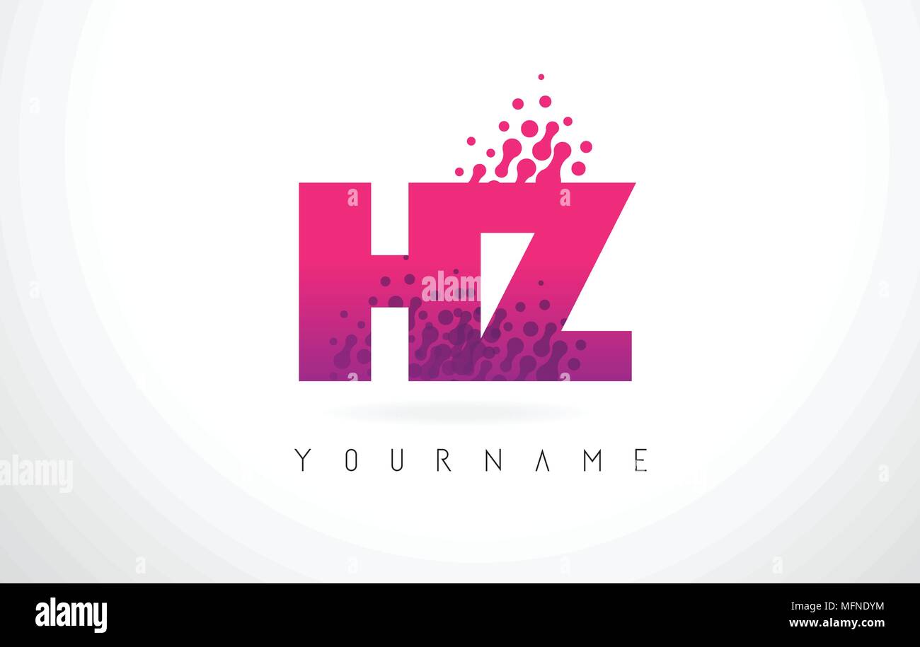 HZ H Lettera Z Logo con lettere rosa e viola e particelle di colore punti Design. Illustrazione Vettoriale