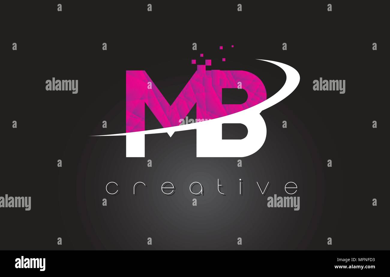 MB M B lettere Creative Design. Bianco Rosa lettera illustrazione vettoriale. Illustrazione Vettoriale