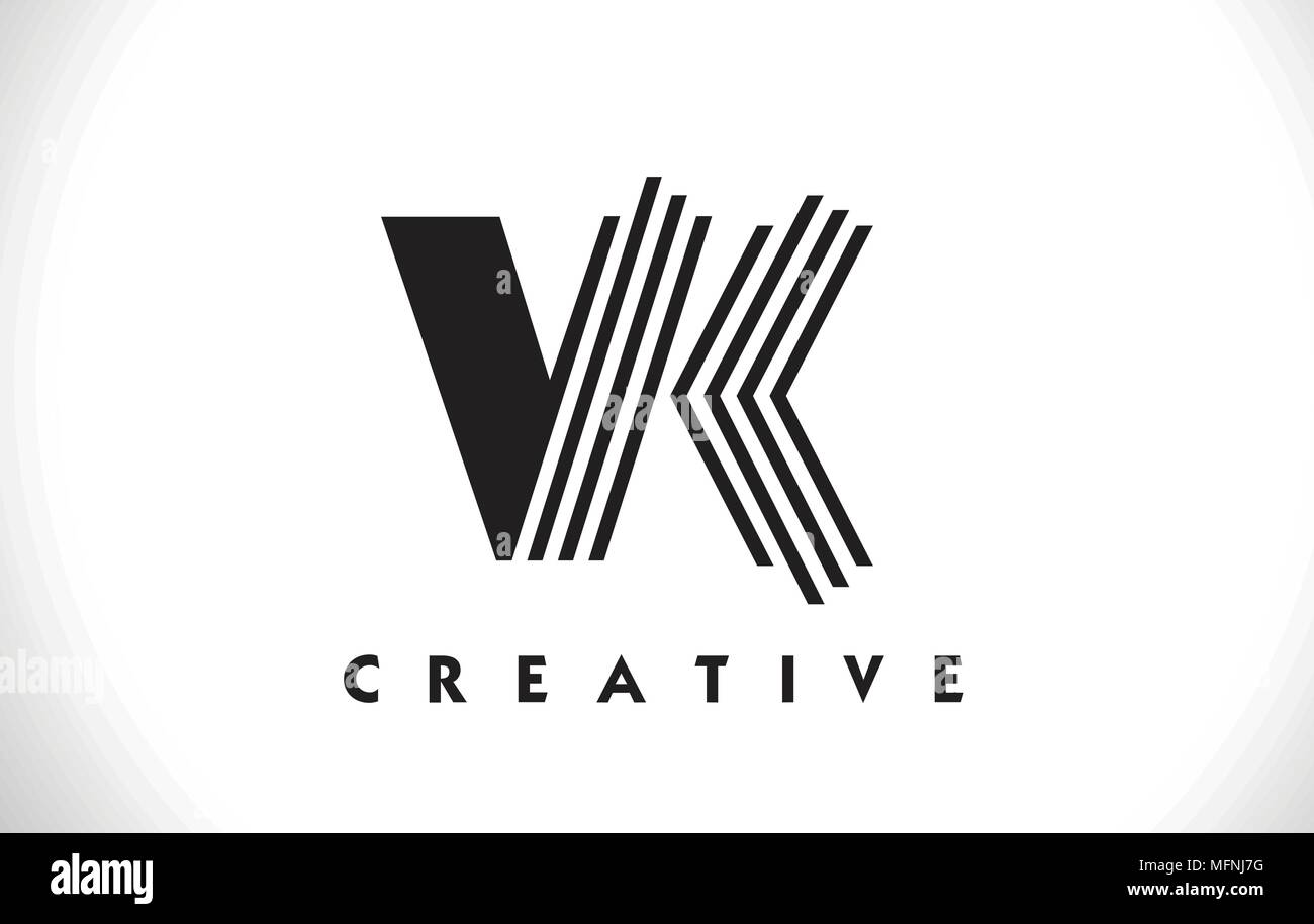 VK Lettera Logo con linee nere Design. La linea simbolo a lettera illustrazione vettoriale Illustrazione Vettoriale