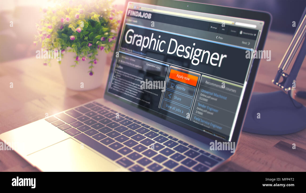 Siamo Affitto Graphic Designer. 3D. Foto Stock