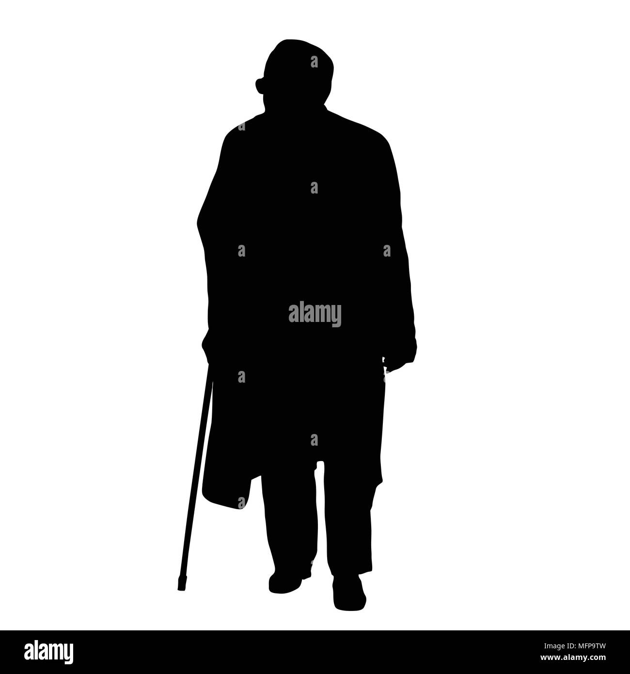 Il vecchio uomo silhouette su sfondo bianco, illustrazione vettoriale Illustrazione Vettoriale