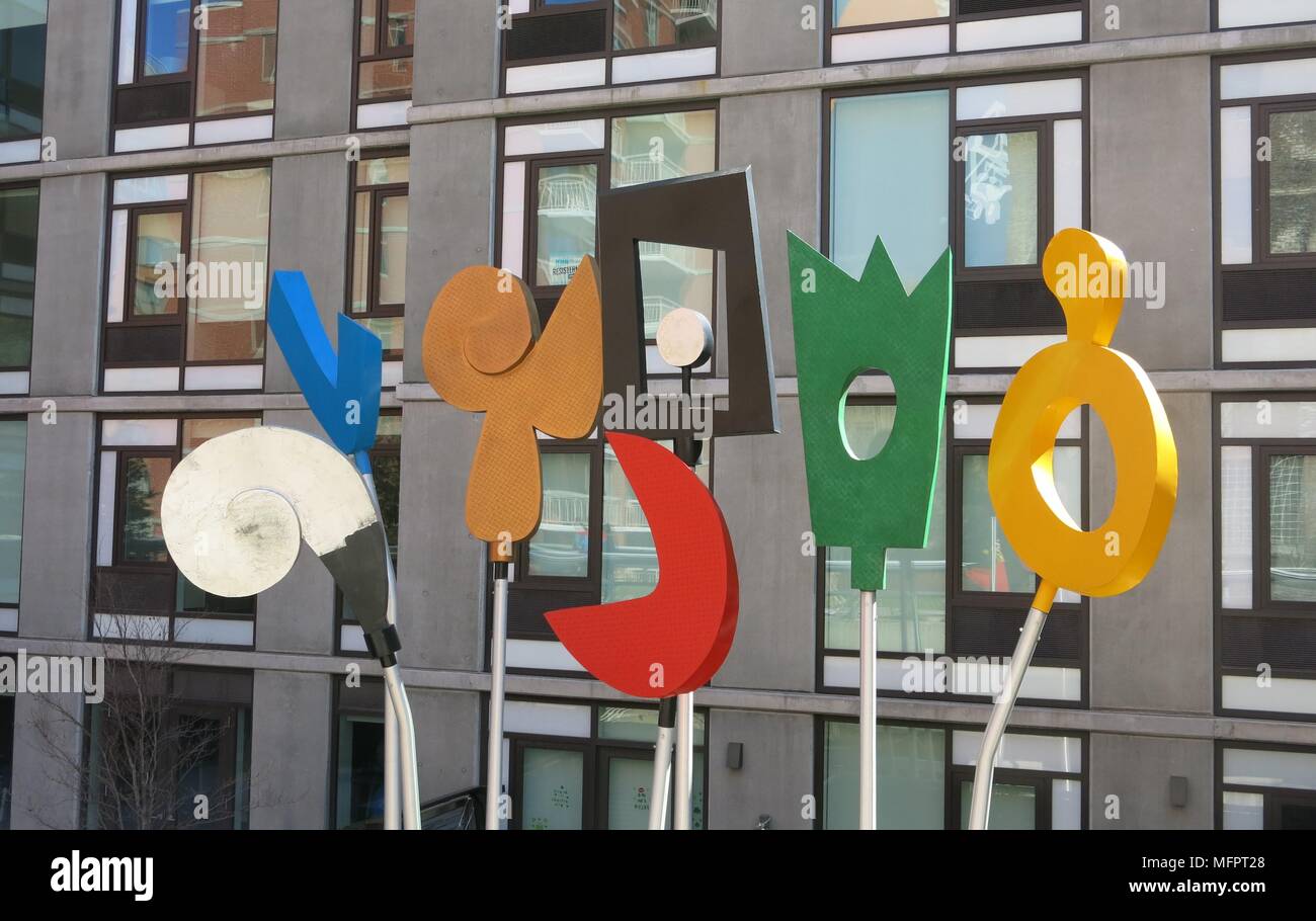 Una vista da "l'alta linea', New York del passaggio sopraelevato: 1,45 miglia di architettura, paesaggio, semina e installazioni artistiche Foto Stock