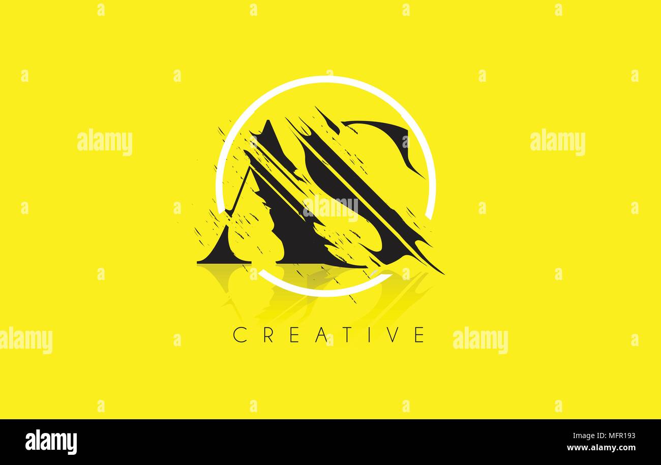 Come Lettera con logo Vintage Grundge Cut Design. Distrutto il disegno elegante icona lettera vettore. Illustrazione Vettoriale