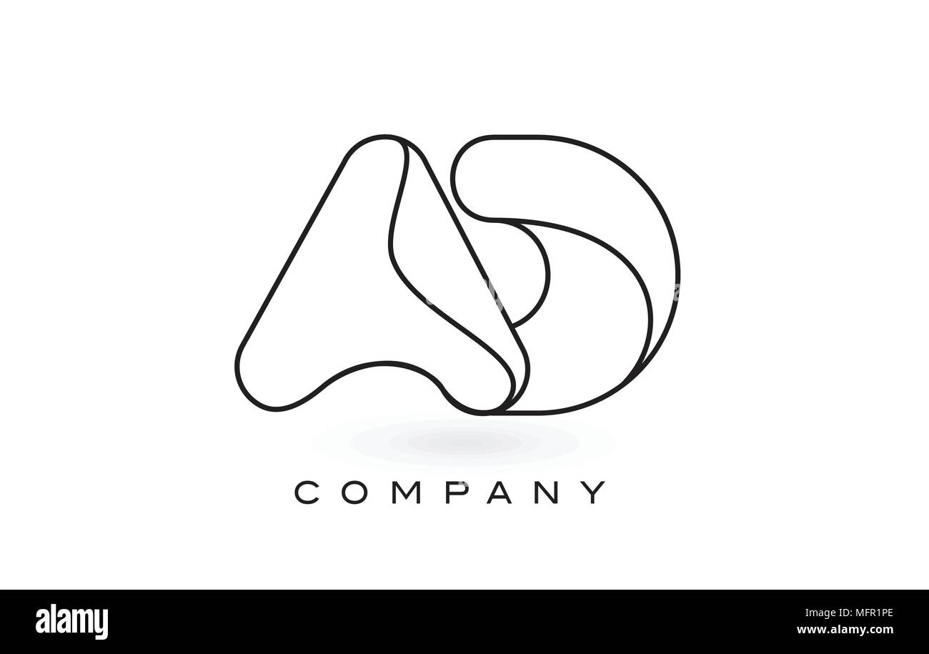 Annuncio Monogram Lettera con logo nero sottile contorno del monogramma di contorno. Moderno e alla moda Design lettera illustrazione vettoriale. Illustrazione Vettoriale