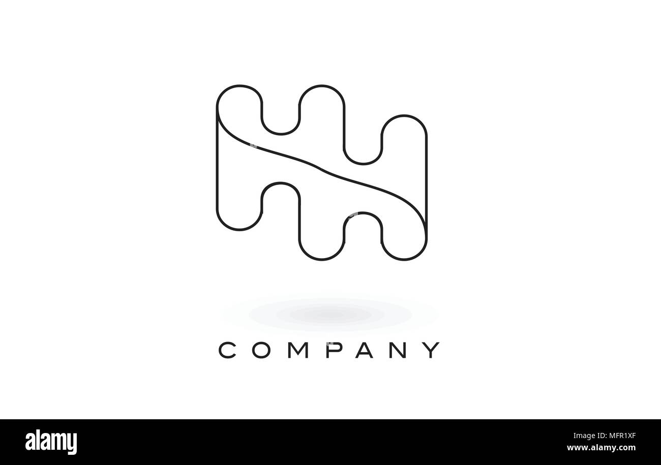 HH Monogram Lettera con logo nero sottile contorno del monogramma di contorno. Moderno e alla moda Design lettera illustrazione vettoriale. Illustrazione Vettoriale