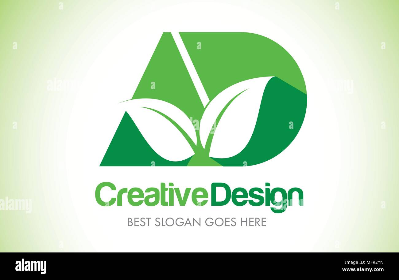 Annuncio foglia verde lettera Logo Design. Eco Bio lettere foglia illustrazione icona Logo Vetor. Illustrazione Vettoriale