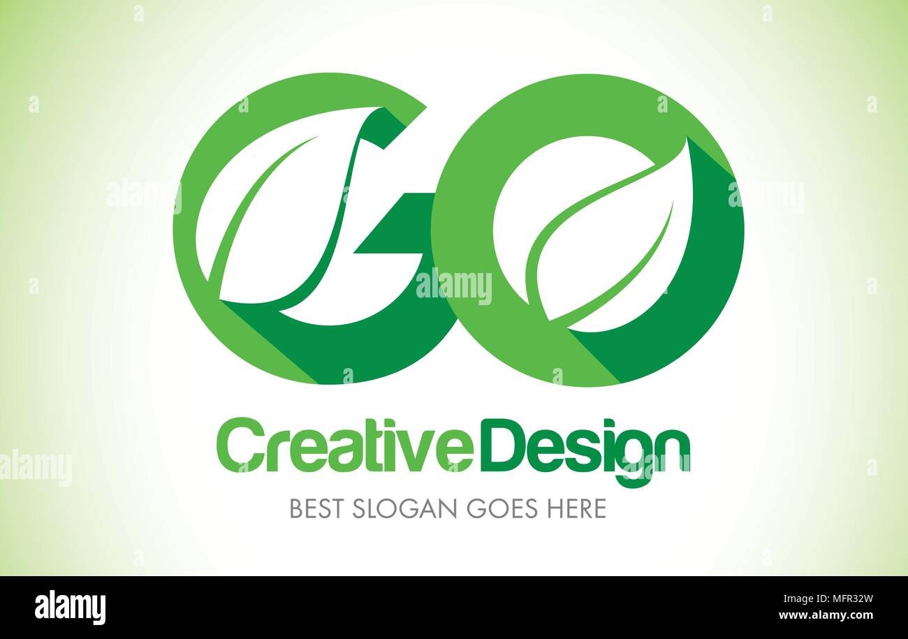Andare a foglia verde lettera Logo Design. Eco Bio lettere foglia illustrazione icona Logo Vetor. Illustrazione Vettoriale