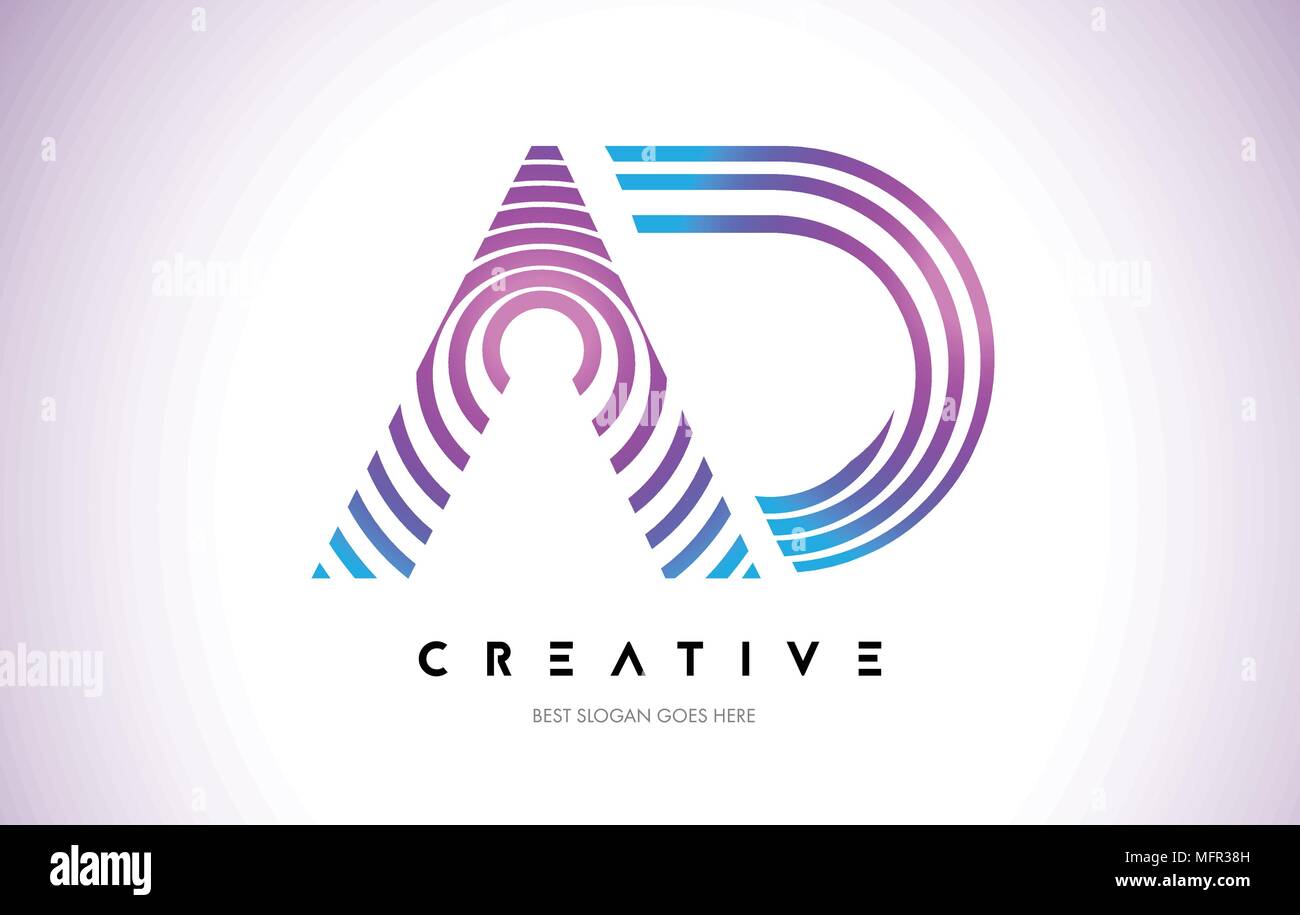 Linee ad ordito Logo Design.Vettore Icona lettera fatta con viola le linee circolari. Illustrazione Vettoriale
