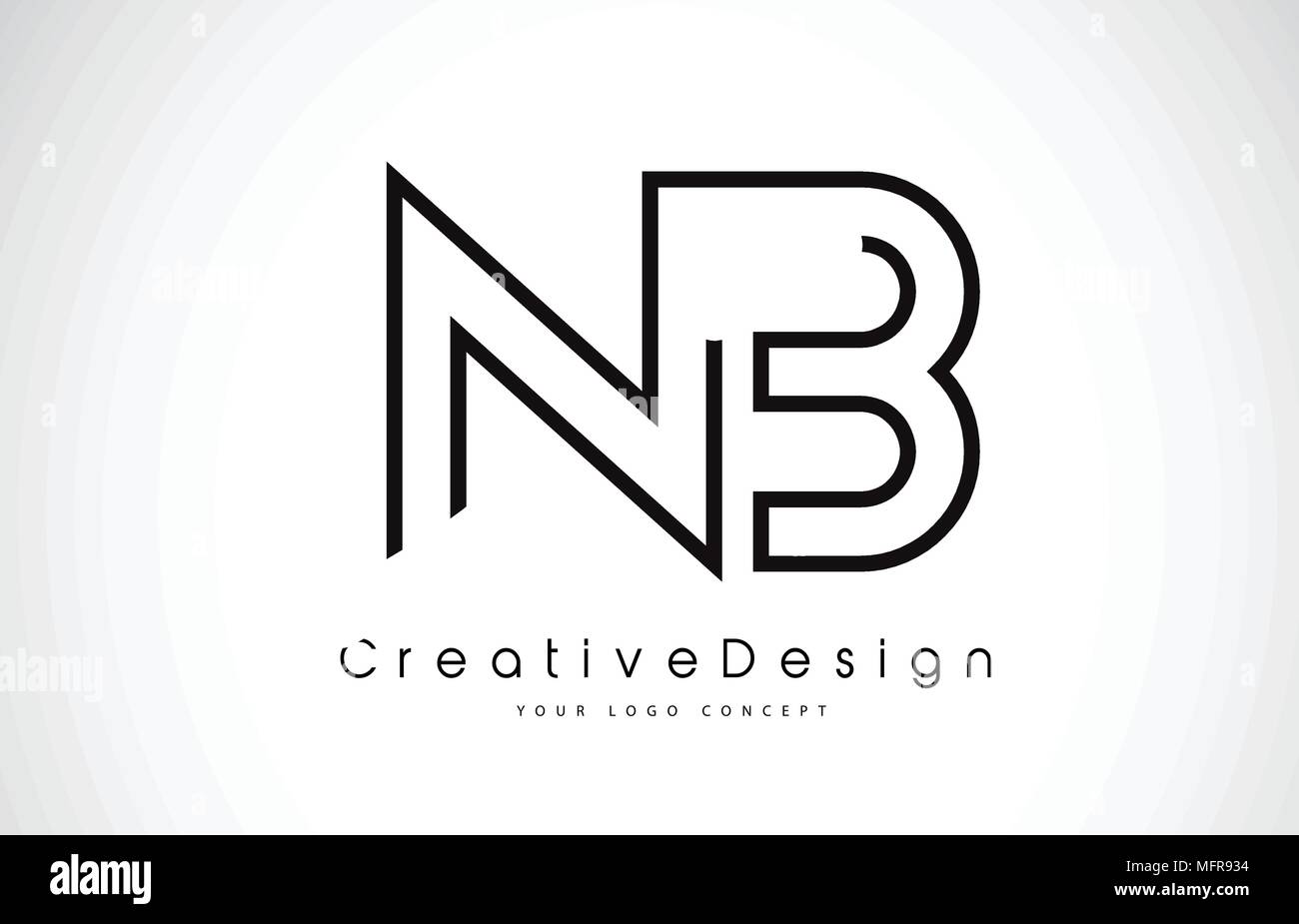 NB N B la lettera Logo Design nei colori nero. Creative di lettere moderne vettore Logo icona illustrazione. Illustrazione Vettoriale