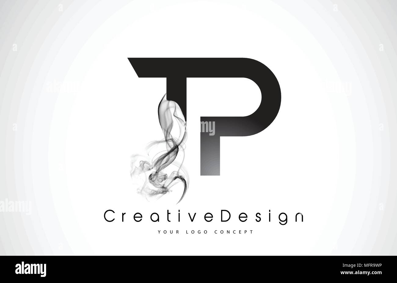 TP Lettera Logo Design con il fumo nero. Creative fumo moderno vettore di lettere Icona Illustrazione del logo. Illustrazione Vettoriale