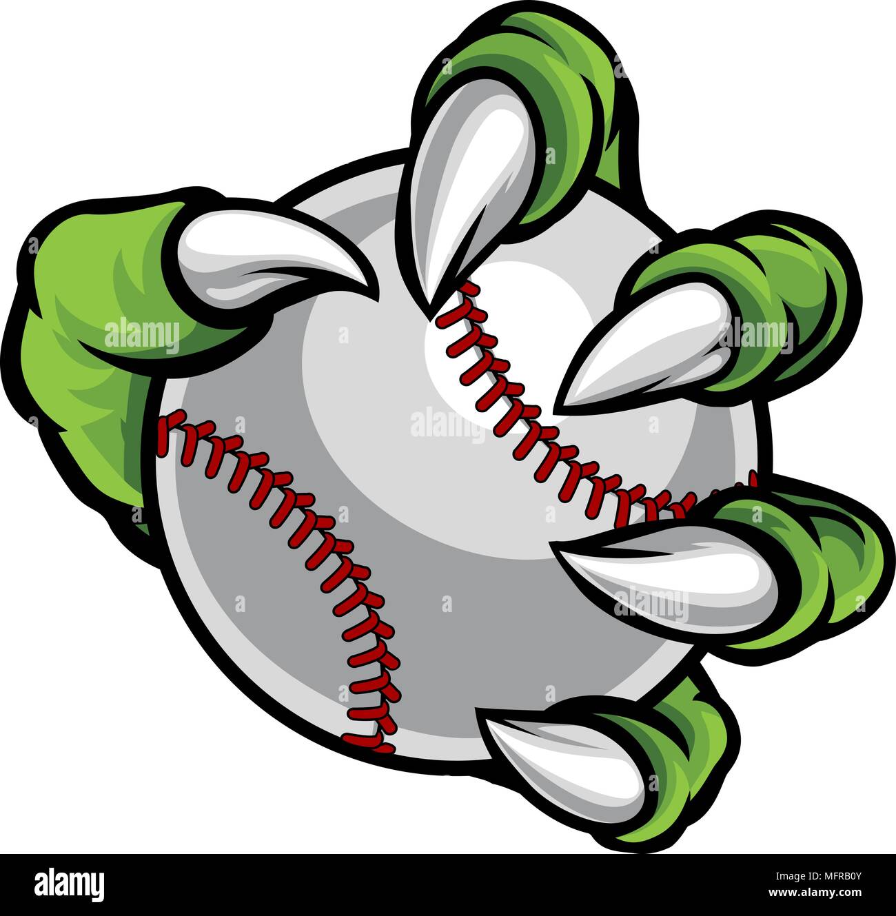 Monster o artiglio animale tenendo palla da baseball Illustrazione Vettoriale