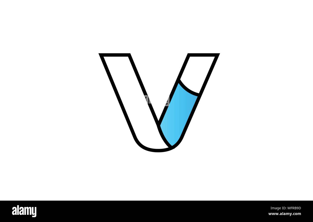 Alfabeto Lettera V Logo Design Con Bordo Nero E Il Colore