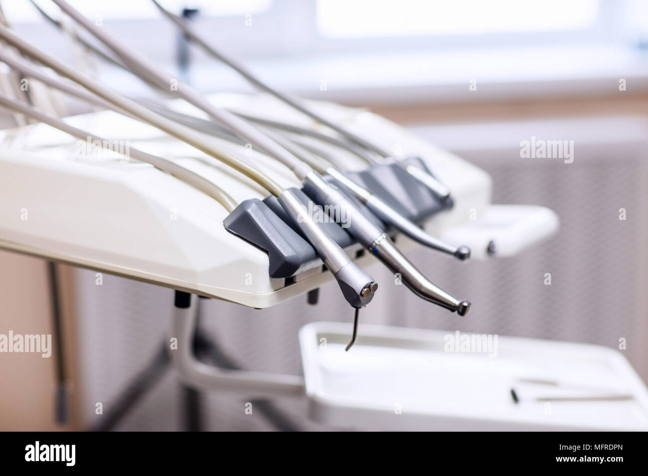 Strumento stomatologico in clinica dentisti di close-up. Foto Stock