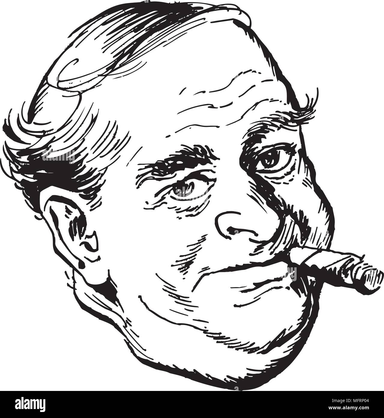 Uomo con sigaro - retrò illustrazione clipart Immagine e Vettoriale - Alamy, image size:1279x1390