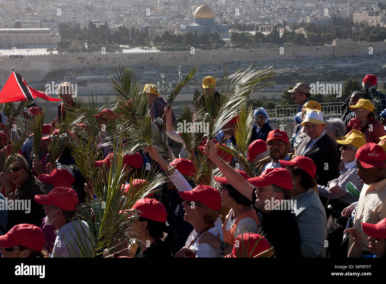 La domenica delle palme presso la chiesa del Santo Sepolcro, la città vecchia di Gerusalemme, Israele Foto Stock