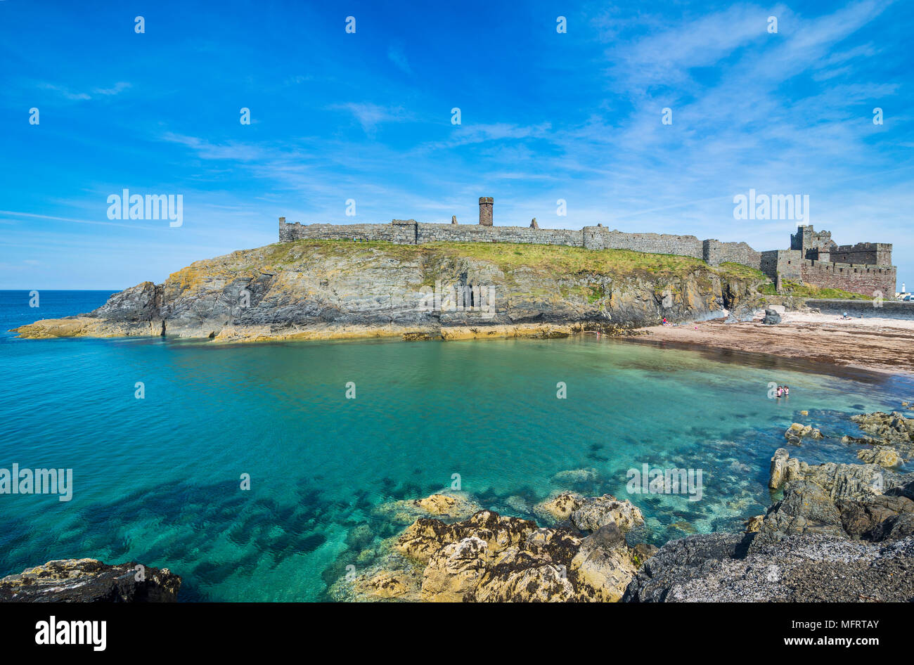 Il castello di pelare, sbucciare, Isola di Man, la dipendenza della corona del Regno Unito Foto Stock