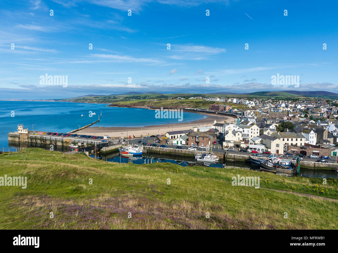 Vista sulla città, la buccia, Isola di Man, Regno Unito Foto Stock