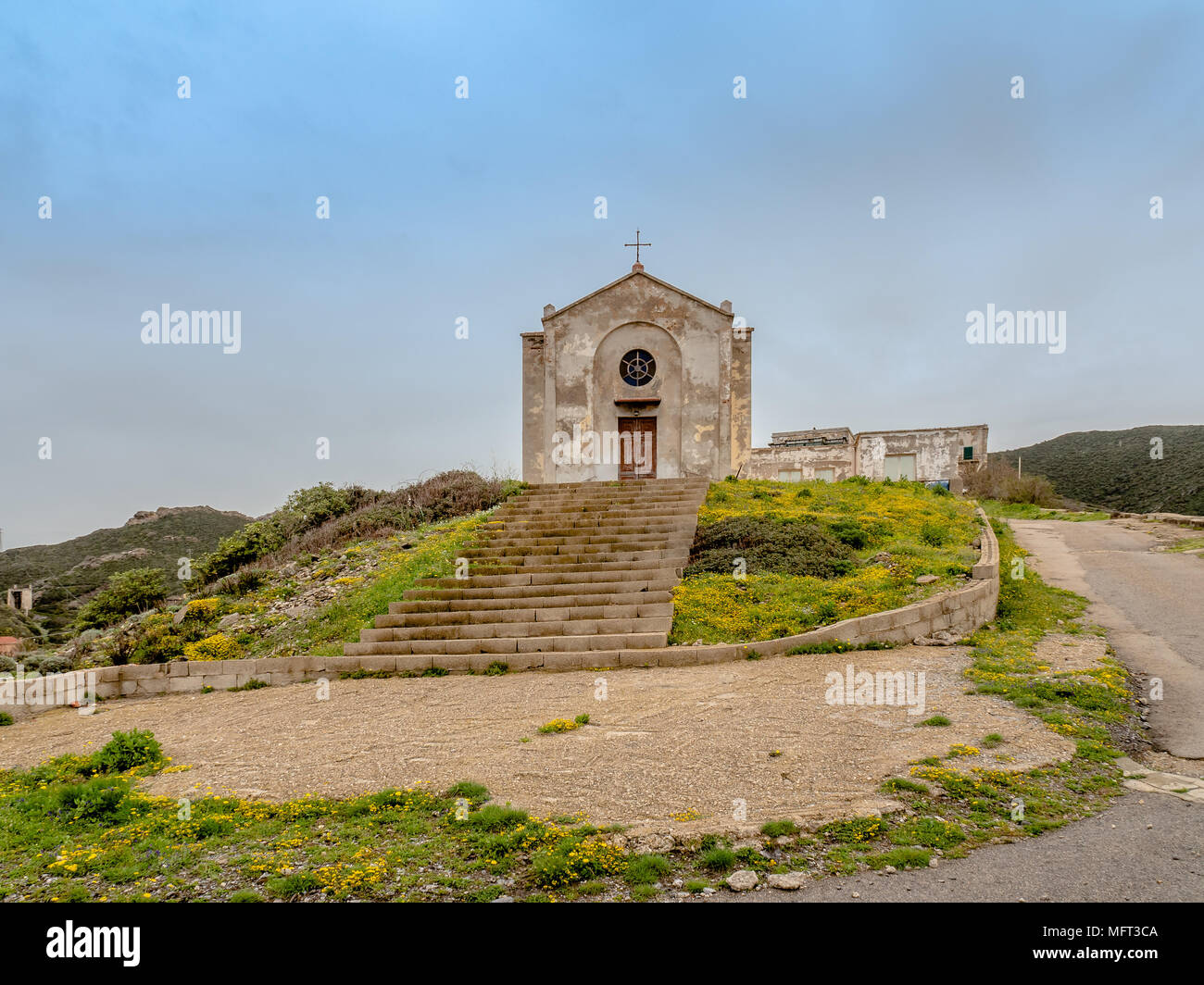 La Chiesa di Santa Barbara in Argentiera, l'isola di Sardegna, Italia Foto Stock