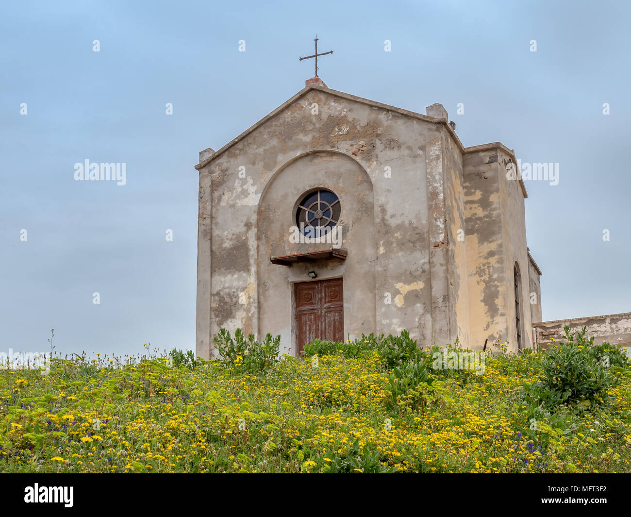 La Chiesa di Santa Barbara in Argentiera, l'isola di Sardegna, Italia Foto Stock