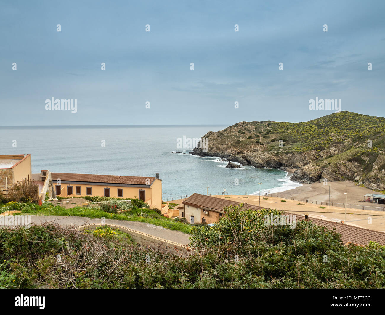 L'ex città mineraria di Argentiera, l'isola di Sardegna, Italia Foto Stock