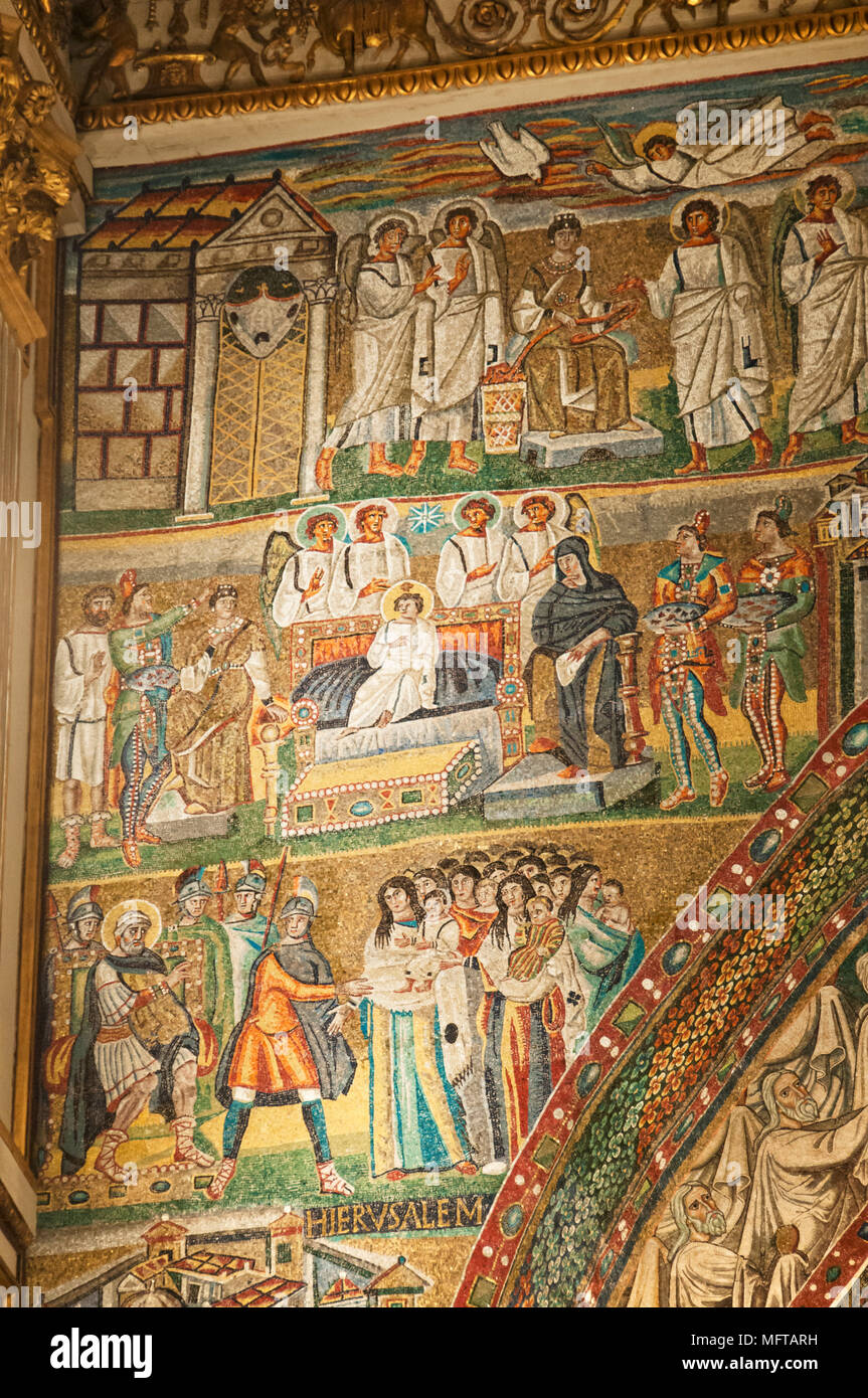 Mosaici nella chiesa di Santa Maria Maggiore. Roma, Italia Foto Stock