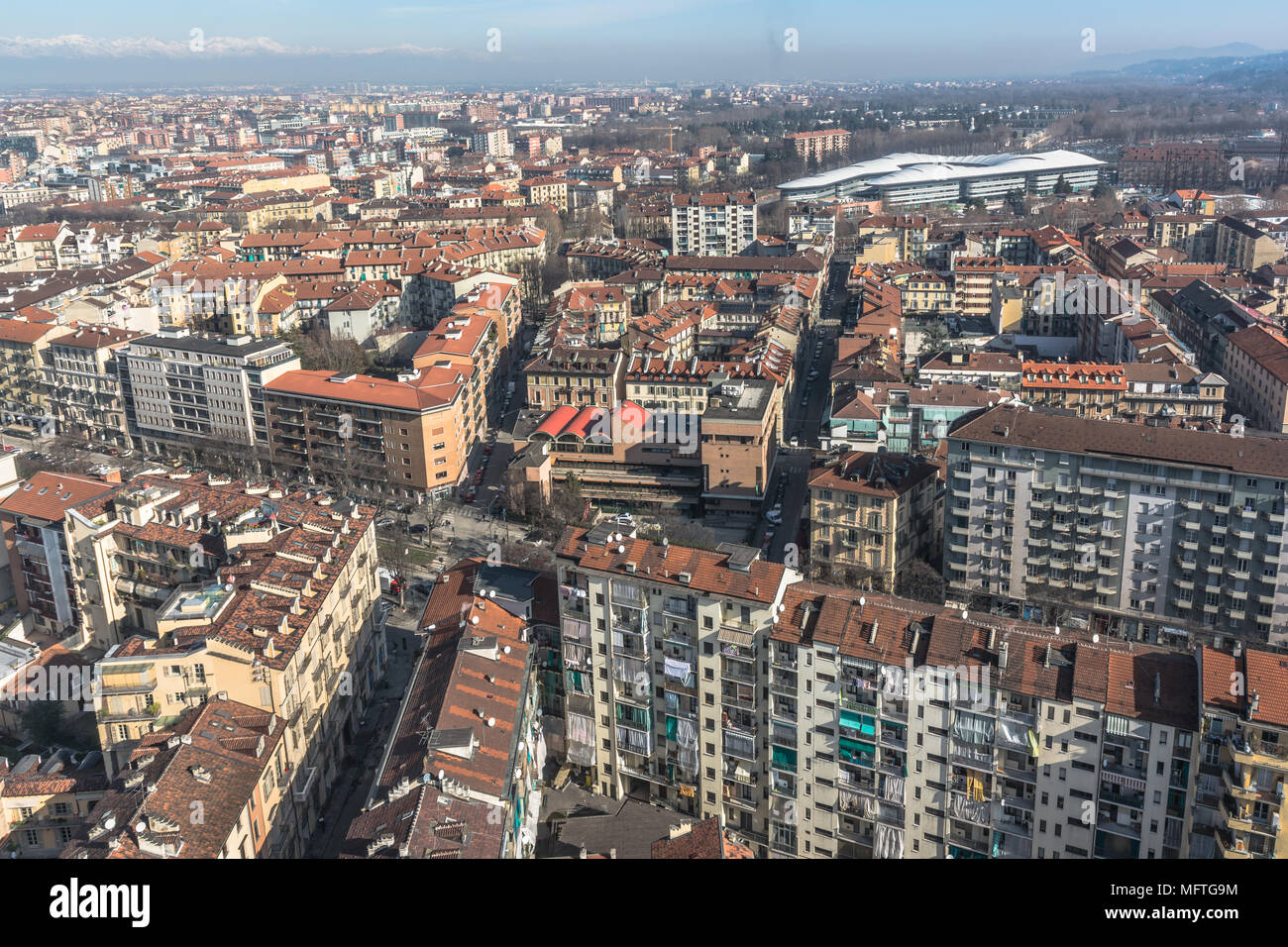 Vista aerea di Torino, Italia, Foto Stock