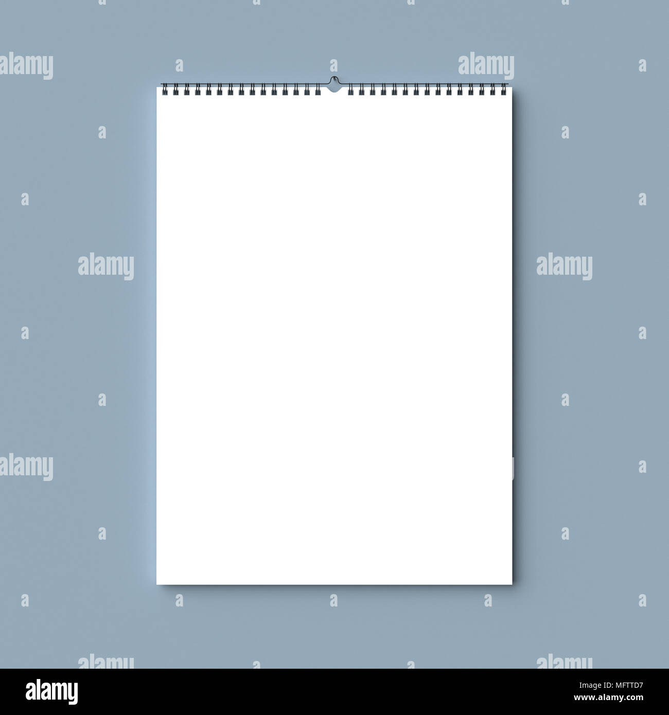 Blank rilegatura a spirale calendario da parete mock up sul muro a secco. 3D illustra. Foto Stock