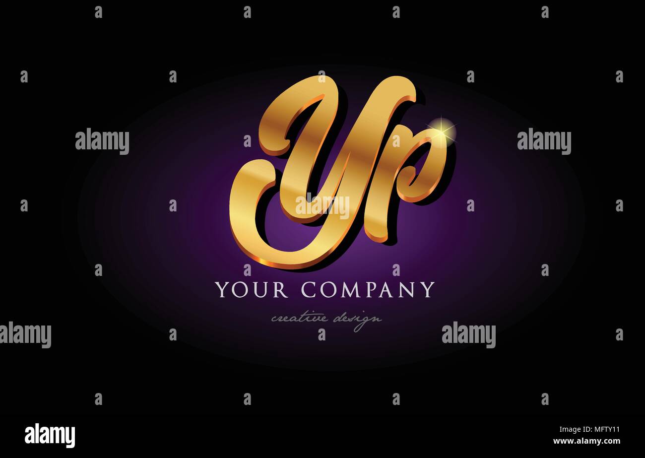 Yp y p alfabeto lettera di combinazione di logo in oro golden 3d metallo tipografia bello adatto per banner Realizzazione brochure Illustrazione Vettoriale