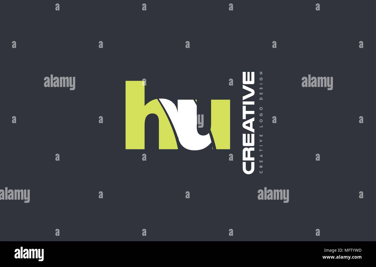 Joint unita una combinazione di lettere hu h u alfabeto blu verde tecnologia blackground media icona logo di società di progettazione Illustrazione Vettoriale