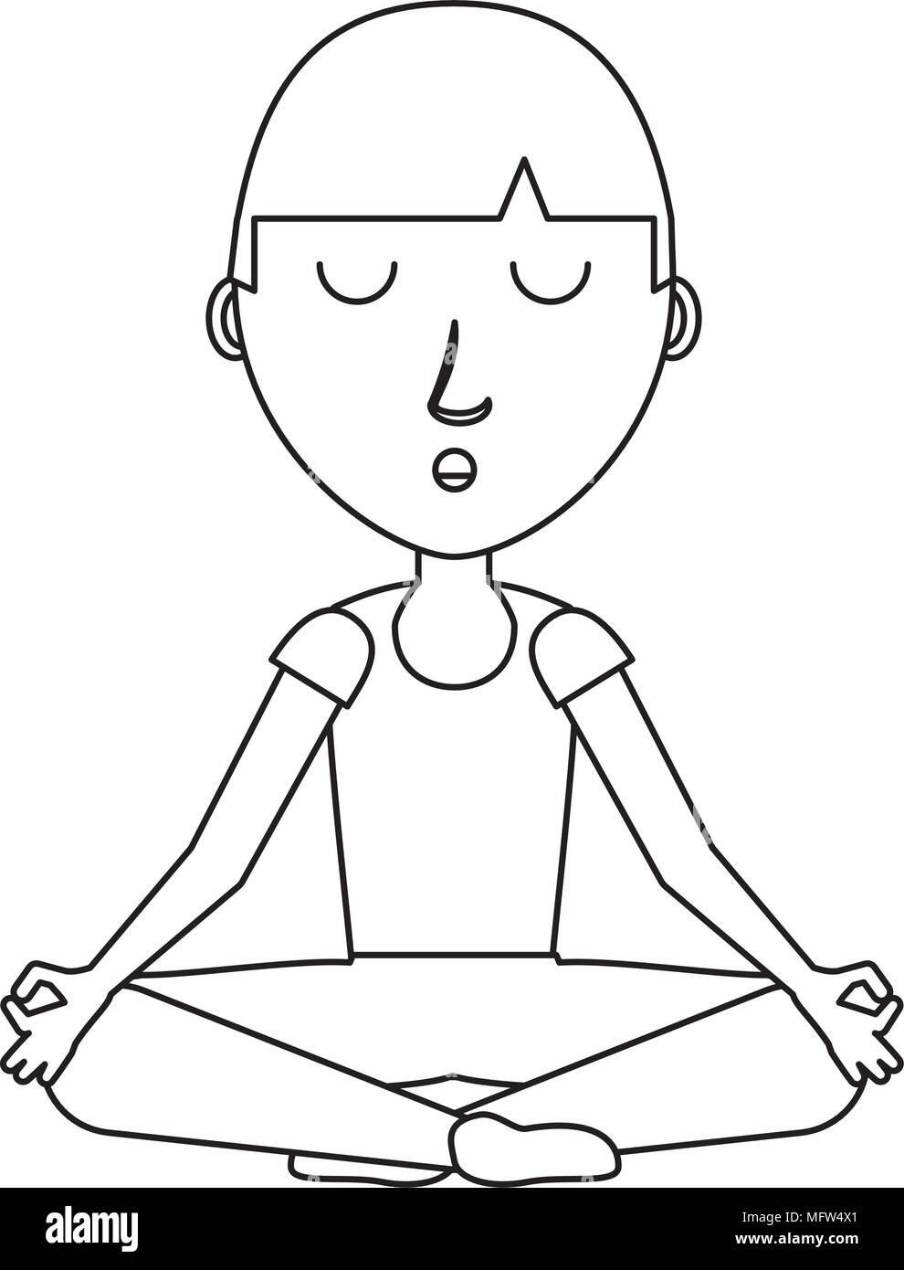 Cartoon yogi uomo fare yoga su sfondo bianco, illustrazione vettoriale Illustrazione Vettoriale