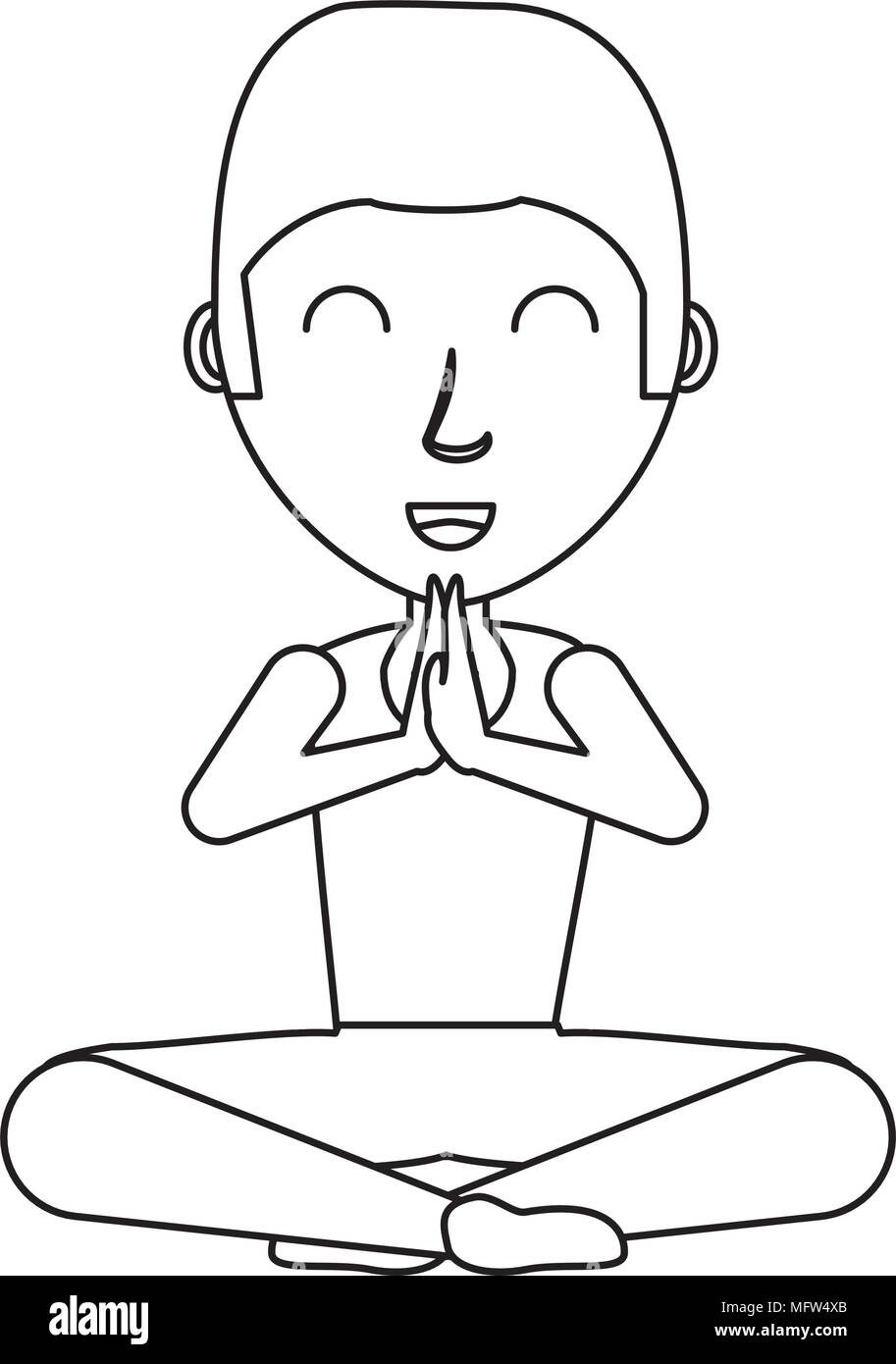 Cartoon yogi uomo fare yoga su sfondo bianco, illustrazione vettoriale Illustrazione Vettoriale