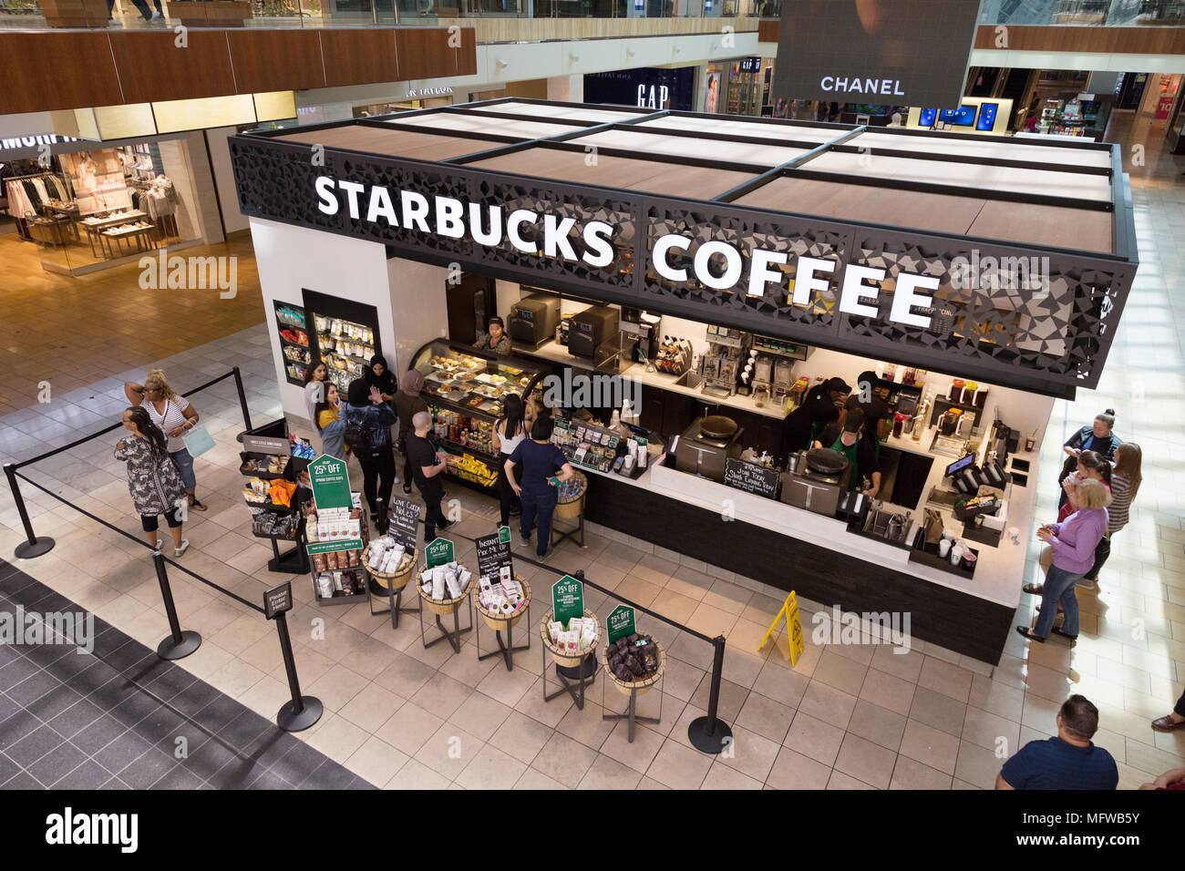 Starbucks Coffee bar, il Galleria Shopping Mall, Houston, Texas, Stati Uniti d'America Foto Stock