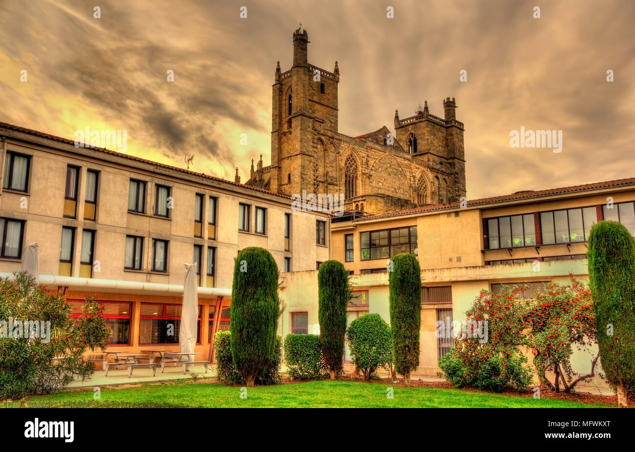 Vista della cattedrale di Narbonne - Francia Foto Stock