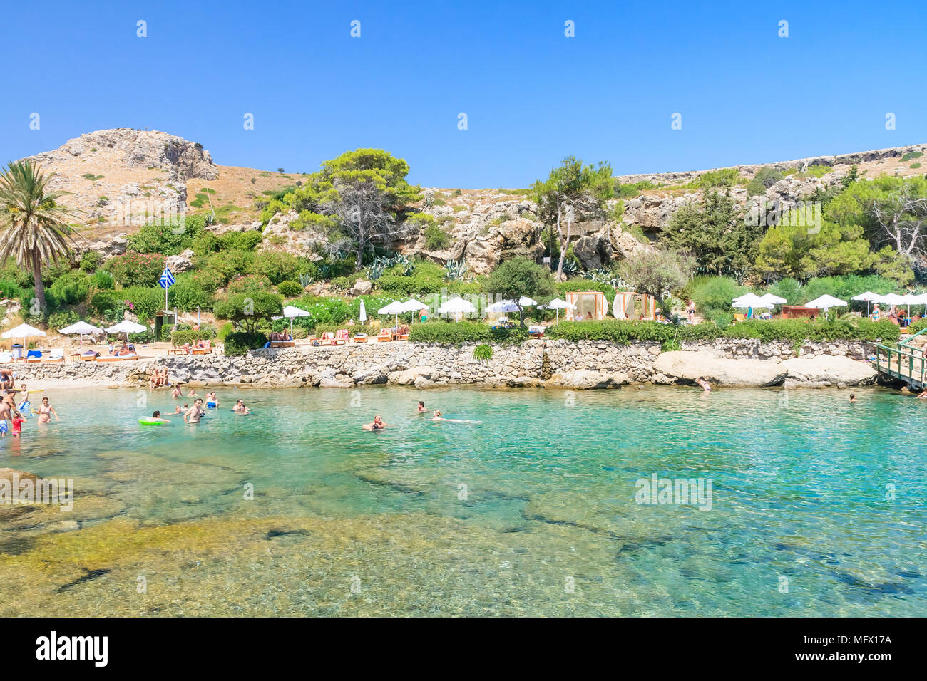 Spiaggia entro le terme di Kallithea (Terme Kalithea). L' isola di Rodi. La  Grecia Foto stock - Alamy