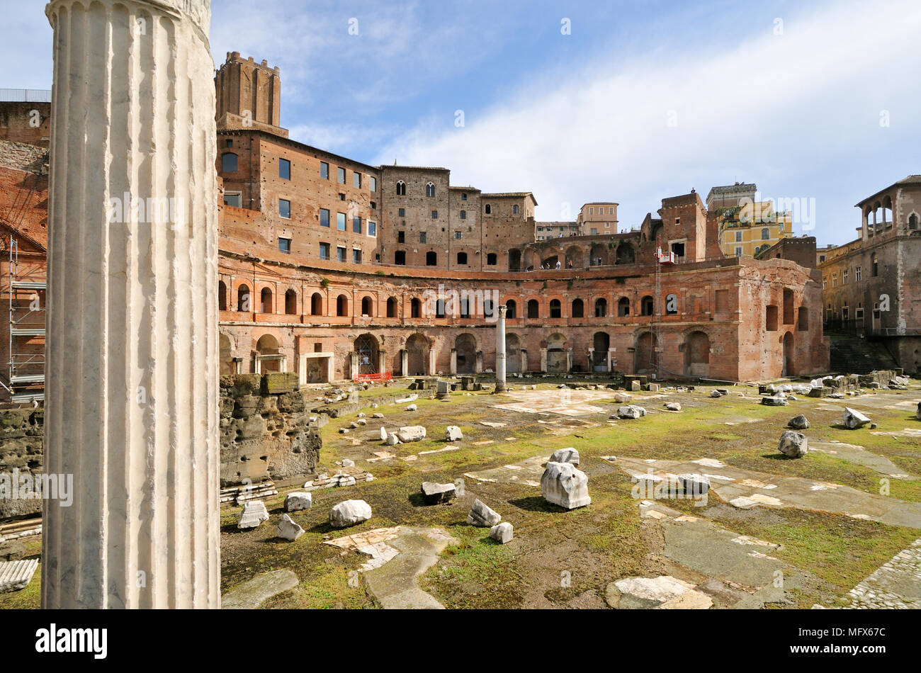 Mercati di Traiano, un sito Patrimonio Mondiale dell'Unesco, nei pressi del Foro Romano. Roma, Italia Foto Stock