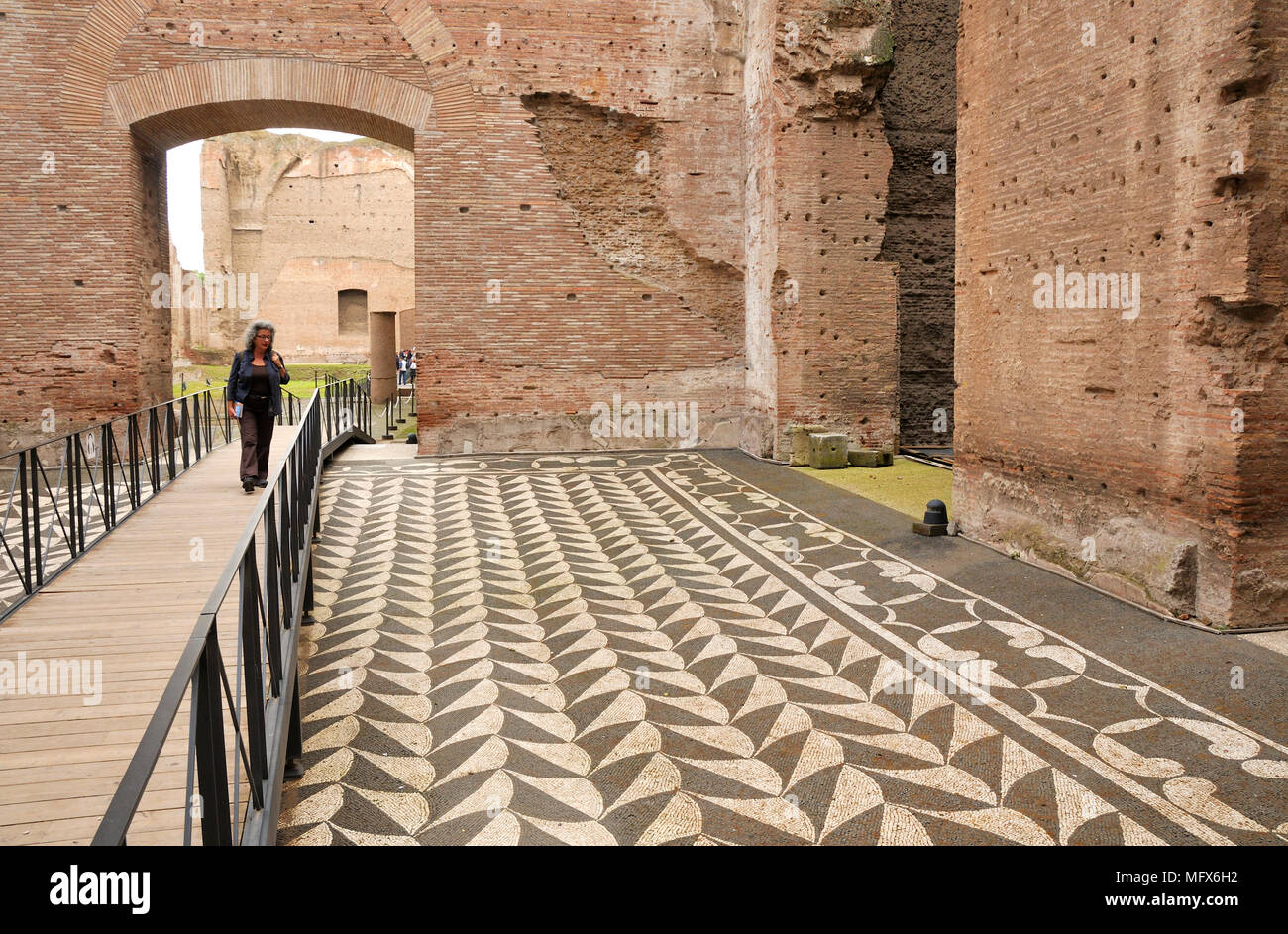 I mosaici romani presso le Terme di Caracalla. Essi sono stati la seconda più grande pubblico romano bagni e sono state costruite tra AD 212 e 216, dall'imperatore Caracalla. Foto Stock