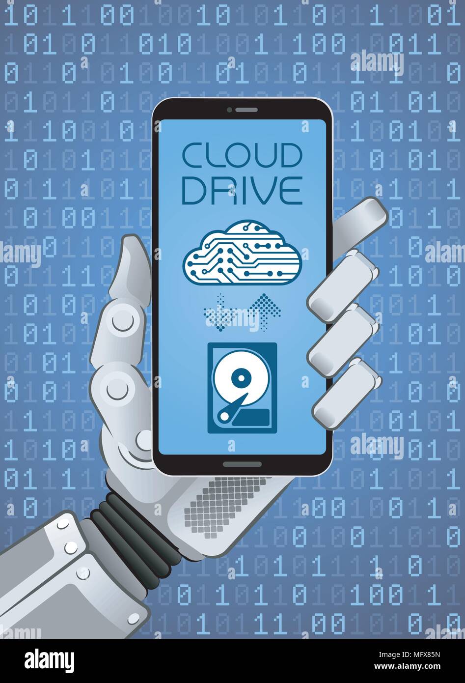 Lo Storage Cloud Service tramite Mobile App Illustrazione Vettoriale