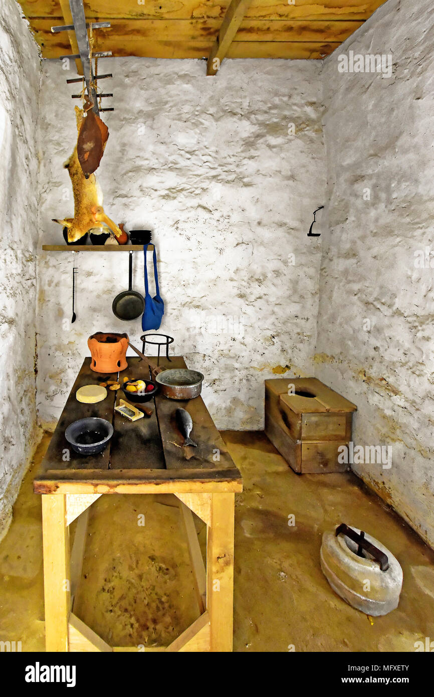 Arbeia Roman Fort museum South Shields soldati cucina e preparazione alimentare quarti Foto Stock