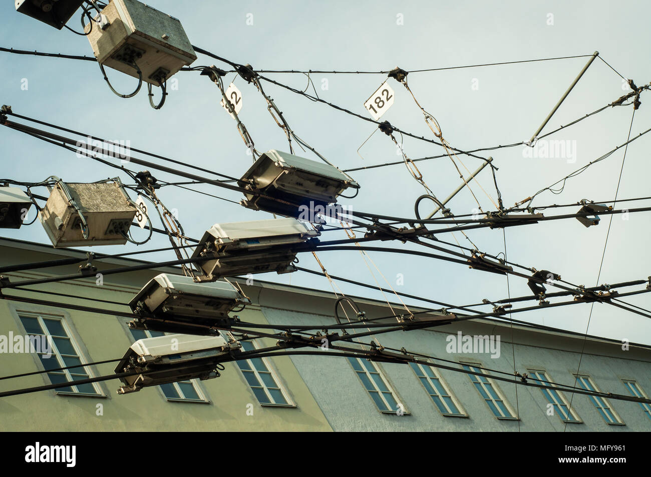 Linea per il tram in Austria. Foto Stock