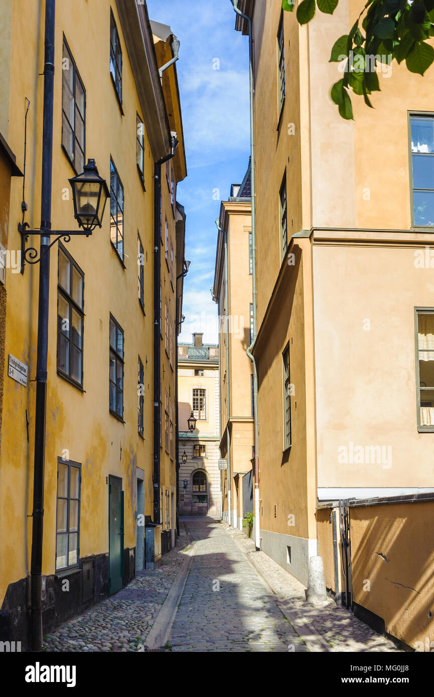 Architettura vecchia di Stoccolma, città vecchia, Svezia Foto Stock