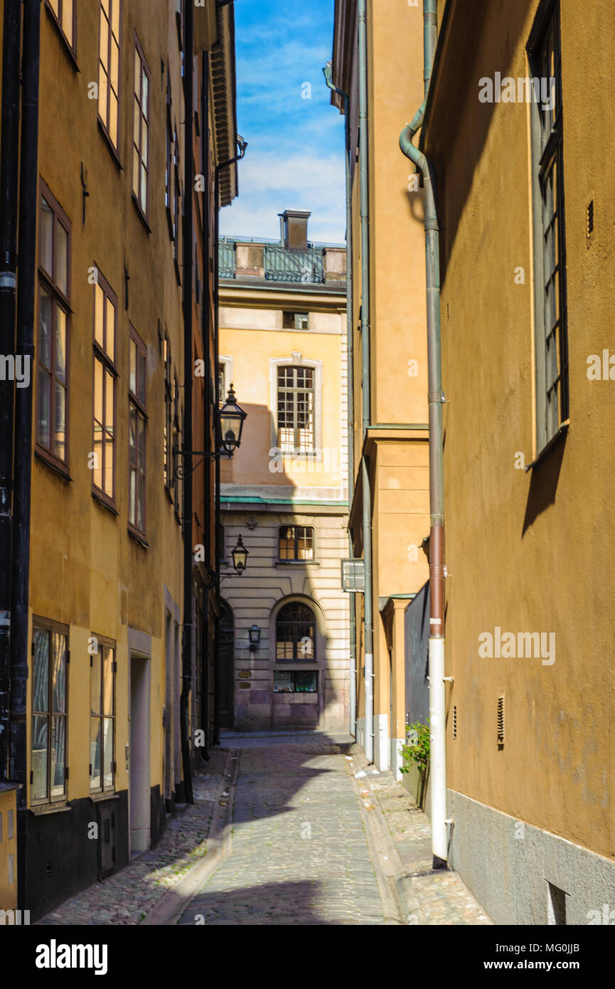 Architettura vecchia di Stoccolma, città vecchia, Svezia Foto Stock