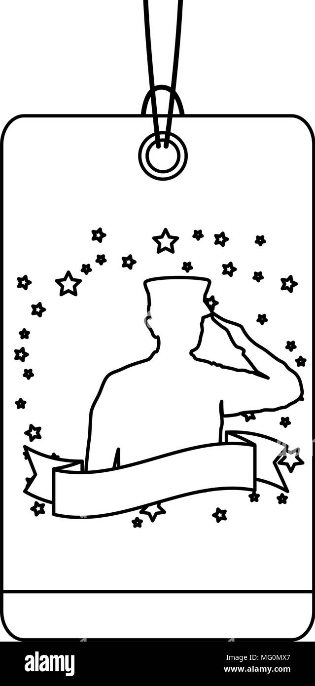 Giorno di indipendenza commerciale con tag silhouette militare illustrazione vettoriale Illustrazione Vettoriale