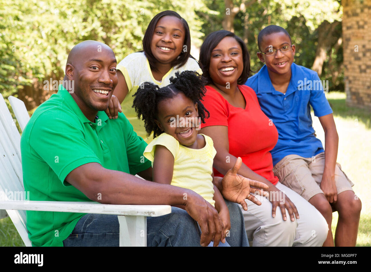 Felice famiglia americana africana. Foto Stock