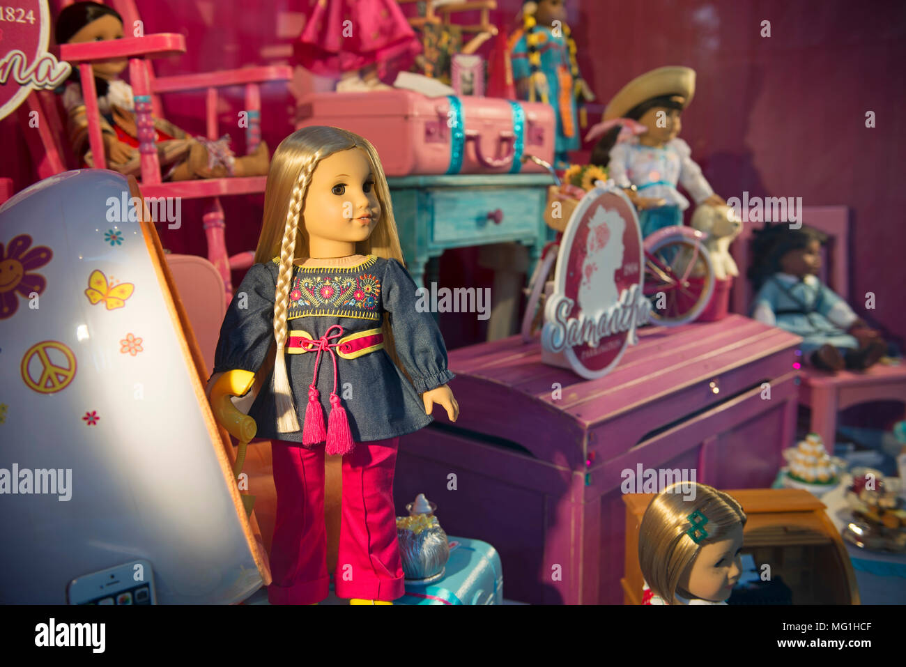 American Girl Doll, Isabelle, Display Vetrina, Store Chicago Foto Stock