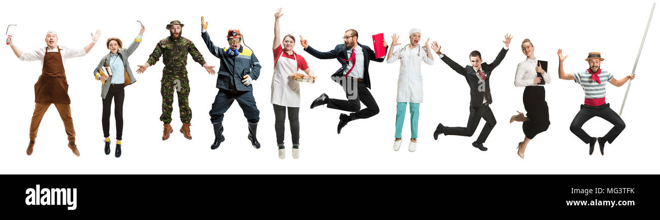 Montaggio su differenti professioni Foto Stock