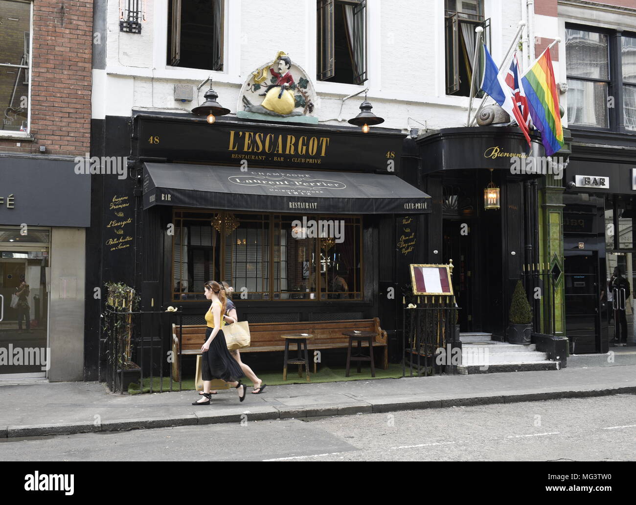 L'Escargot ristorante gestito da Marco Pierre White in Greco Street, Soho, London, England Regno Unito. L'Escargot ristorante è stato all'epicentro di Londra Foto Stock