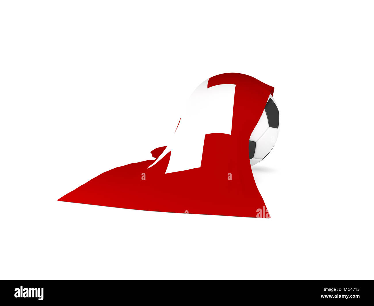 Pallone da calcio con la bandiera della Svizzera, il campionato di calcio concept rendering 3D Foto Stock