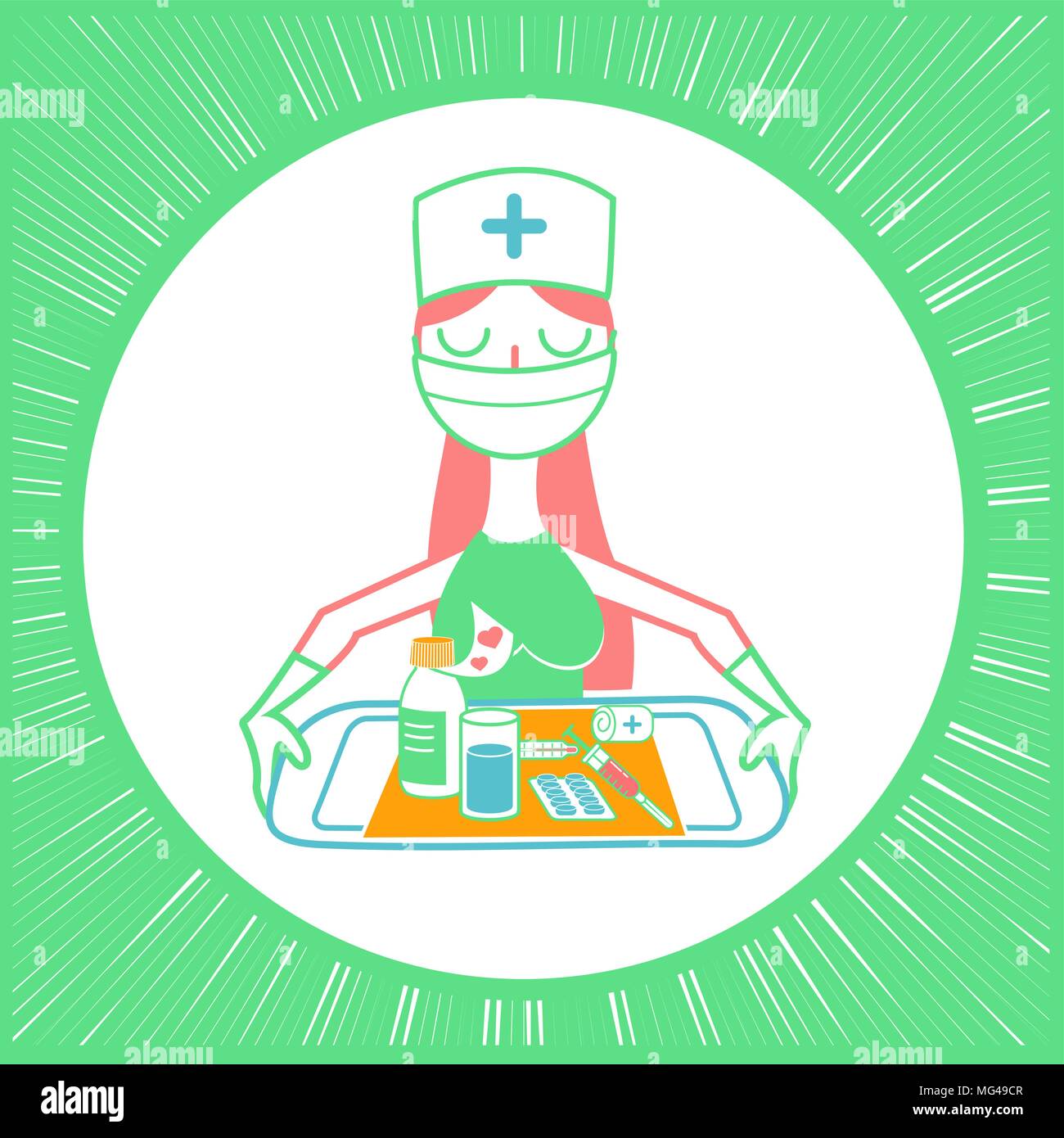 Icona di infermiere, vettore di cure mediche, simbolo dell'ospedale. Icona di stile lineare Illustrazione Vettoriale