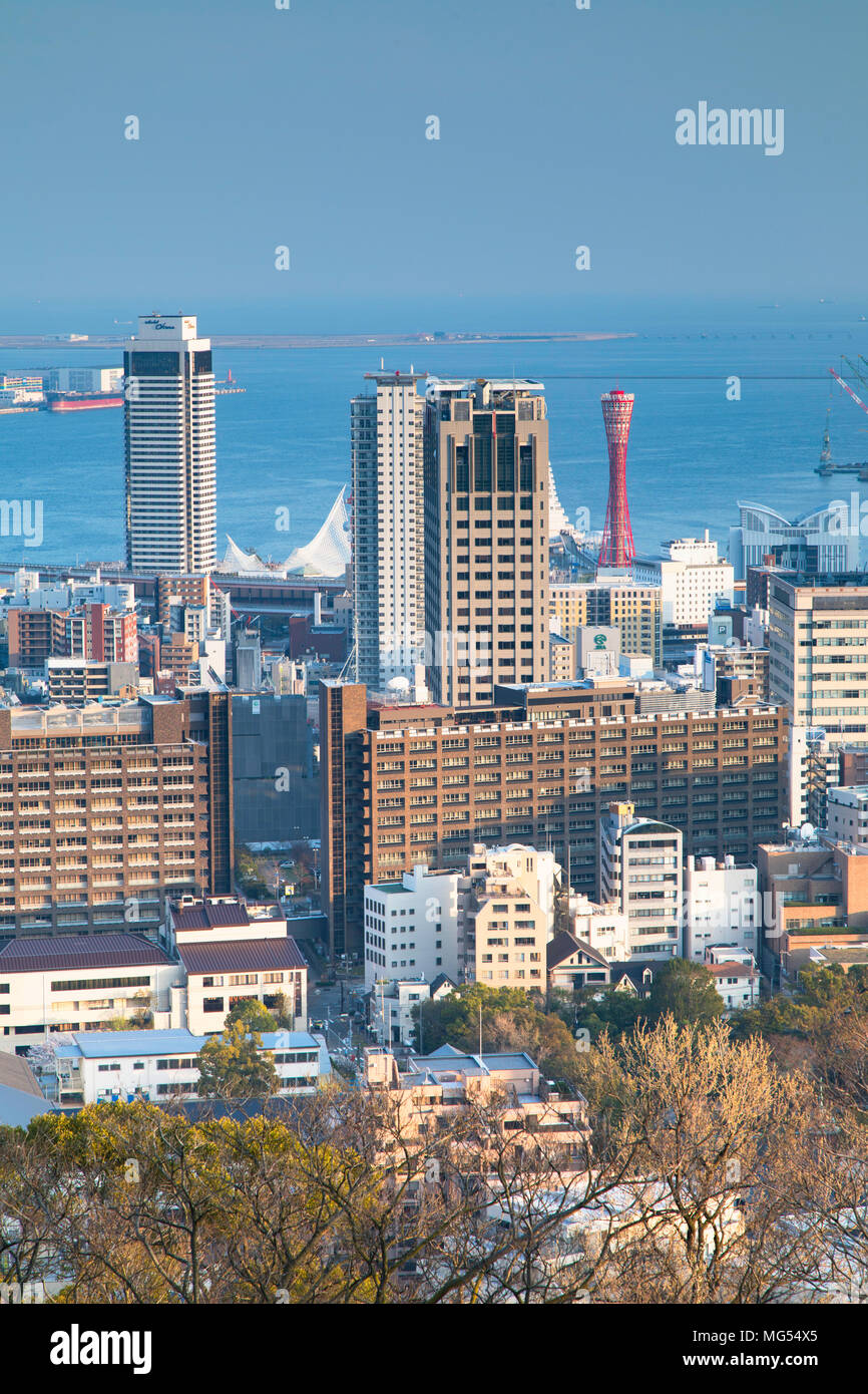 Vista dello skyline di Kobe, Kobe, Kansai, Giappone Foto Stock